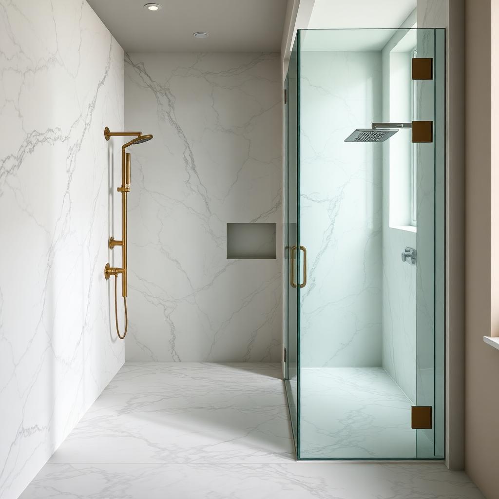 Marble tile shower
