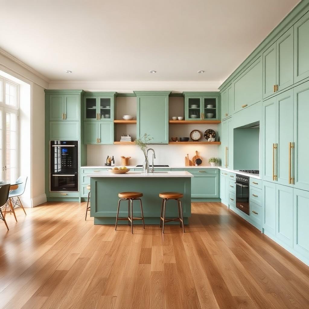 Bright kitchen with hardwood floors